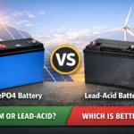 LiFePO4 vs Lead-Acid solar battery comparison with solar panels and wind turbines
